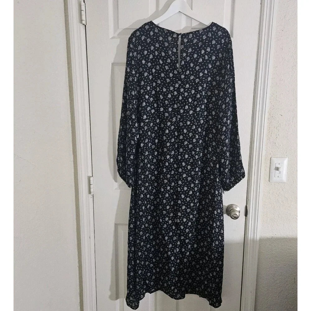 Madewell Women's Long Sleee Klara Midi Dress in Seersucker NT373